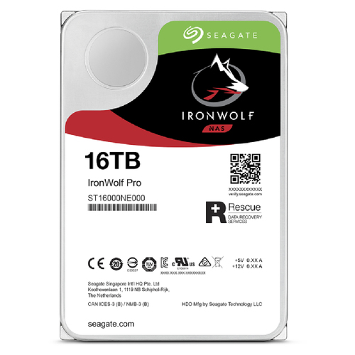Seagate IronWolf Pro ST16000NT001 16 TB Disco rígido - 3,5" Interno - SATA (SATA/600) - Gravação magnética convencional (C