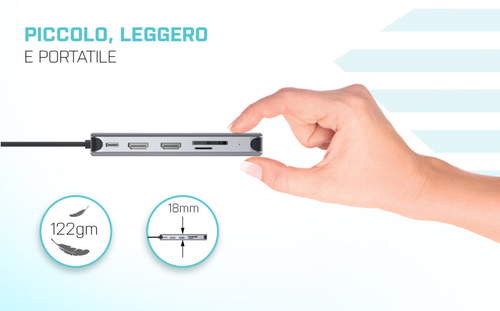 Docking station i-tec USB Type-C per Computer portatile, Tablet, Monitor - Lettore schede di memoria - SD, microSD - 100 W