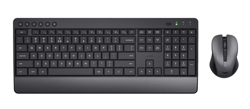 Trust Trezo Tastatur & Maus - Deutsch - Tastatur, Kabellos USB, Schwarz - Maus, Kabellos, USB, Schwarz - AA - kompatibel m