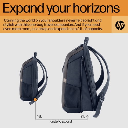 HP Travel 18 Liter 15.6 Iron Grey Laptop Backpack. Case type: Backpack, Maximum screen size: 39.6 cm (15.6"). Weight: 510 g