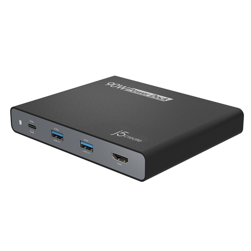 j5create JCDP392-EN - Base de viaje USB-C™ Integrada de 90 W - UE, USB 3.2 Gen 1 (3.1 Gen 1) Type-C, HDMI, USB 3.2 Gen 1 (