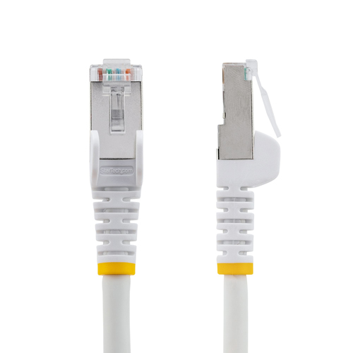 StarTech.com 5m CAT6a Ethernet Cable, White Low Smoke Zero Halogen (LSZH) 10 GbE 100W PoE S/FTP Snagless RJ-45 Network Pat