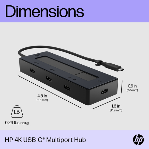 HP USB-Typ C Docking Station für Notebook - Tragbar - 4K - 3840 x 2160 - 4 x USB-Anschlüsse - 4 x USB Typ-C-Anschlüsse - U