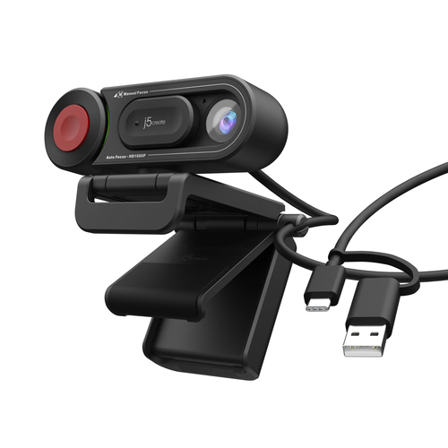 j5create JVU250 Webcam - 2 Megapixel - 30 fps - Black - USB 2.0 Type A - 1920 x 1080 Video - CMOS Sensor - Auto/Manual - 8