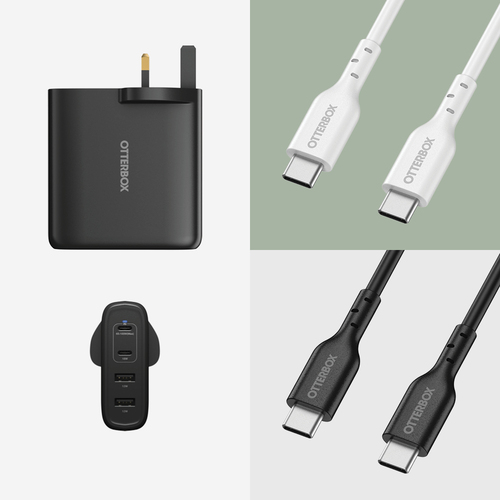 OtterBox 100 W Adaptador de CA - Adaptador universal - 2 USB Type-C - para Smartphone, PC Tablet, Notebook - Reino Unido -