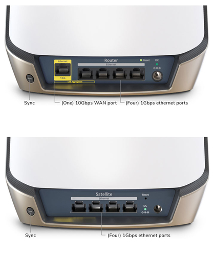 Netgear Orbi RBK863SB Wi-Fi 6 IEEE 802.11 a/b/g/n/ac/ax Ethernet Wireless Router - Tri Band - 2.40 GHz ISM Band - 5 GHz UN