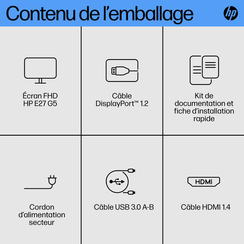HP E27 G5 FHD Monitor. Display diagonal: 68.6 cm (27"), Display resolution: 1920 x 1080 pixels, HD type: Full HD, Display 