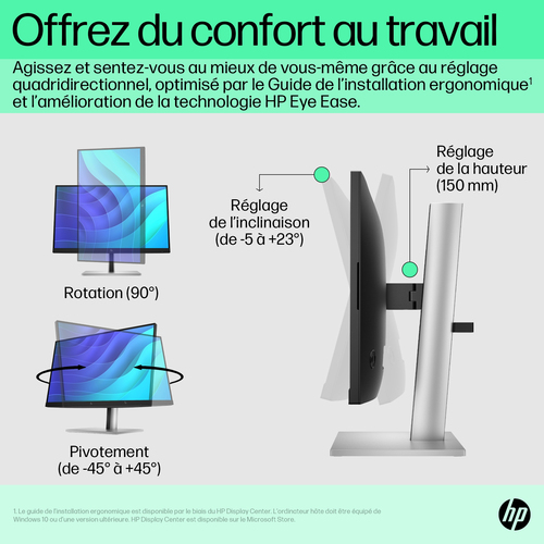 HP E-Series E22 G5 FHD Monitor. Display diagonal: 54.6 cm (21.5"), Display resolution: 1920 x 1080 pixels, HD type: Full H