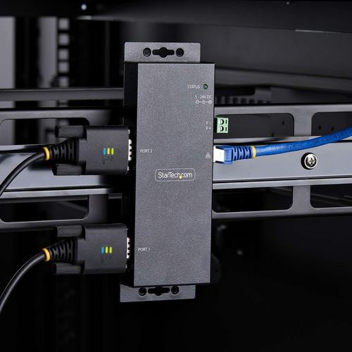 StarTech.com 2-Port Serial to Ethernet Adapter, IP Serial Device Server For Remote RS232 Devices, Wall/DIN Rail Mount, LAN