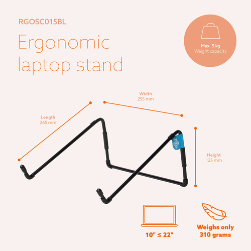 R-Go Notebook-Ständer - Bildschirmgröße: 25,4 cm (10 Zoll) bis 55,9 cm (22 Zoll) - 5 kg TragfähigkeitDisplay Type Supporte