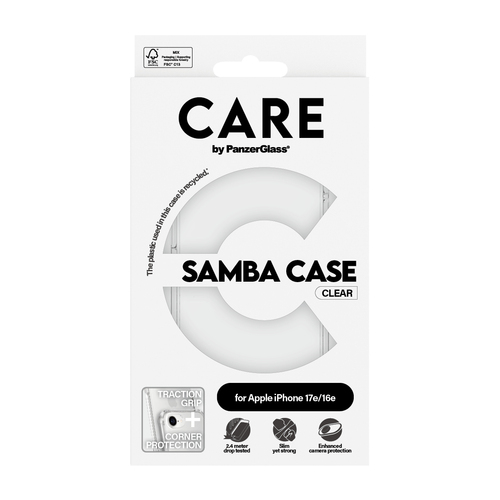PanzerGlass CARE™ by ® Samba Case Transparent iPhone 17e | 16e. Case type: Cover, Brand compatibility: Apple, Compatibilit