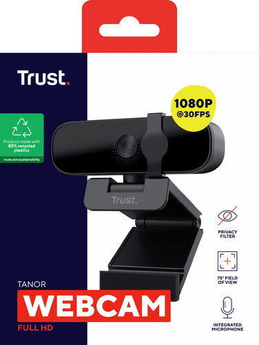 Webcam TRUST TANOR FULL HD - NERO - 85% PLASTICA RICICLATA