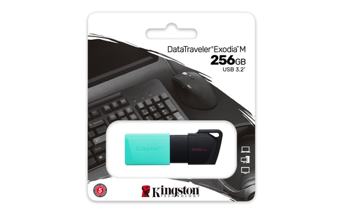 Kingston DataTraveler Exodia M DTXM 256 GB USB 3.2 (Gen. 1) Typ A Flash-Laufwerk - Schwarz, Teal - 1 Pack