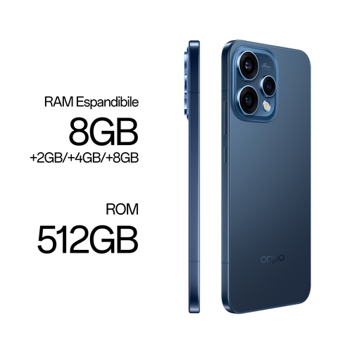 OPPO Reno15 5G AI Smartphone, Tripla fotocamera 50+50+8MP, Selfie 50MP, Display 6.59” 120HZ AMOLED FHD+, 6500mAh, RAM 8GB(