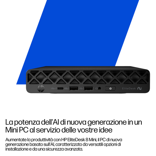 HP EliteDesk 8 Mini G1a Desktop Next Gen AI PC Wolf Pro Security Edition. Modello del processore: 350. Memoria Interna: 16