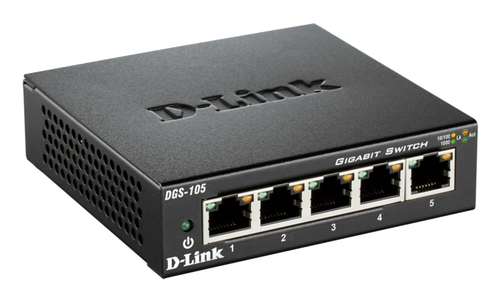D-Link DGS-105. Switch type: Unmanaged. Basic switching RJ-45 Ethernet ports quantity: 5. Full duplex. MAC address table: 
