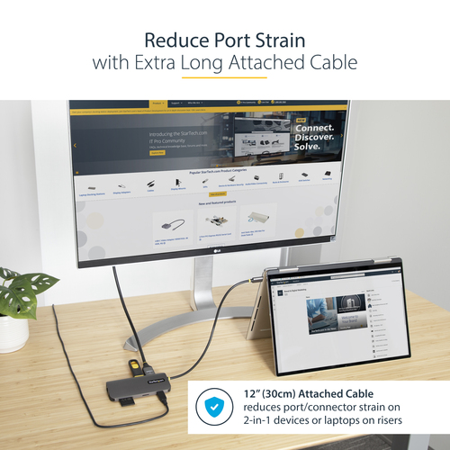 StarTech.com USB C Multiport Adapter, 4K 60Hz HDMI HDR10 Video, 3 Port 5Gbps USB-A Hub, 100W PD Pass-Through, GbE, SD/Micr