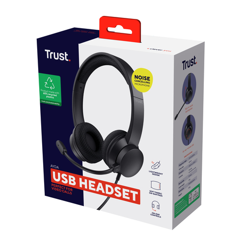 Trust Ayda Kabel Auf den Ohren, Kopfbügel Stereo Headset - Schwarz - Binaural - Geschlossen - 20 Hz bis 20 kHz Frequenzgan