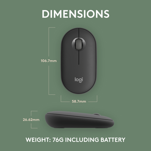 Mouse Logitech Pebble - Bluetooth - Grafite - Wireless