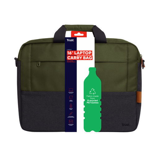 Trust Lisboa Tasche für 39,6 cm (15,6 Zoll) bis 40,6 cm (16 Zoll) Notebook, Tablet, Zubehör - Grün - Polyoxymethylen (POM)