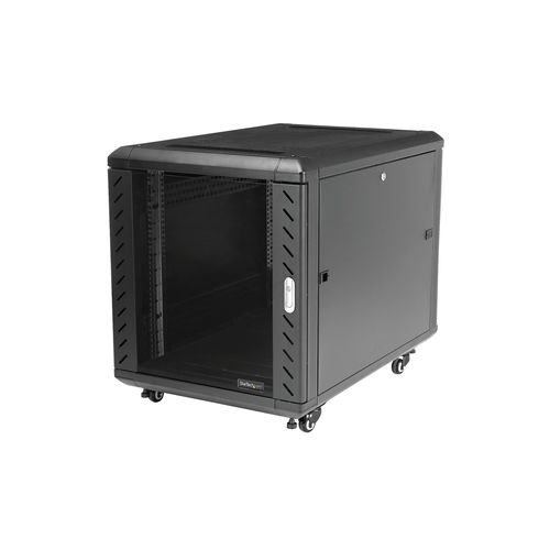 StarTech.com Armadio Rack 19" 12U su Ruote a 4 Montanti, Server Rack 19 pollici Mobile con pannelli laterali romovibili e 