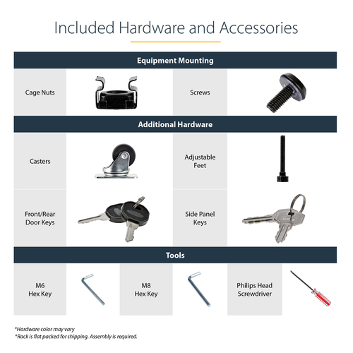StarTech.com Armadio Rack 19" 12U su Ruote a 4 Montanti, Server Rack 19 pollici Mobile con pannelli laterali romovibili e 
