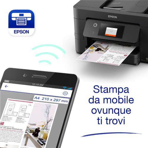 Stampante multifunzione a getto di inchiostro Epson WorkForce Pro WF-3825DWF Wireless - Colore - Fotocopiatrice/Fax/Stampa