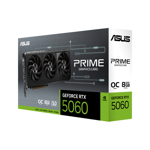 ASUS Prime -RTX5060-O8G. Processeur graphique famille: NVIDIA, Processeur graphique: GeForce RTX 5060. Mémoire carte graph