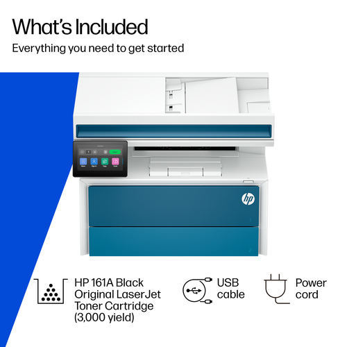 HP LaserJet Pro 4113fdn Wired Laser Multifunction Printer - Monochrome - White, Blue - Copier/Printer/Scanner - Automatic 
