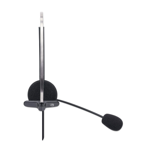 Manhattan Mono Over-Ear Headset (USB), Microphone Boom (padded), Polybag Packaging, Adjustable Headband, In-Line Volume Co