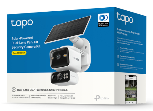 TP-Link Tapo C645D KIT. Type: IP security camera, Placement supported: Outdoor, Connectivity technology: Wireless. Mountin