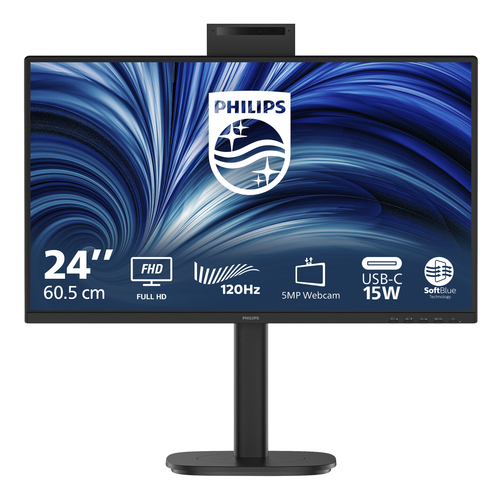 Philips 24B2N3200JH 24" Class Webcam Full HD LED Monitor - 16:9 - 60.5 cm (23.8") Viewable - In-plane Switching (IPS) Tech