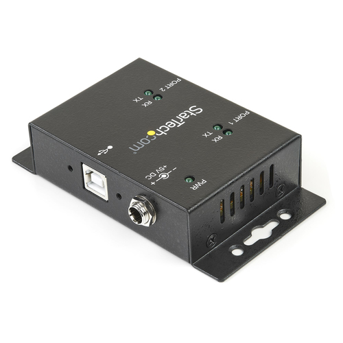 StarTech.com USB to Serial Adapter - 2 Port - Wall Mount - Din Rail Clips - Industrial - COM Port Retention - FTDI - DB9 -