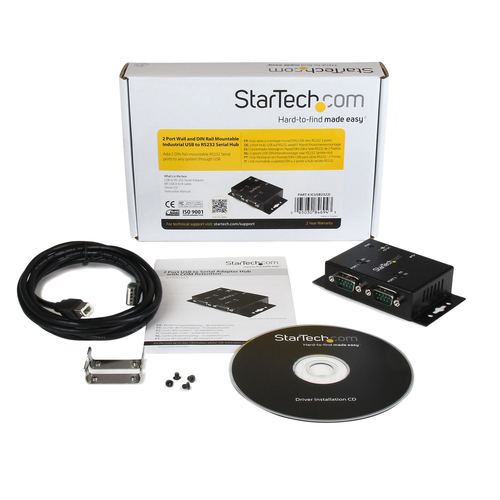 StarTech.com USB to Serial Adapter - 2 Port - Wall Mount - Din Rail Clips - Industrial - COM Port Retention - FTDI - DB9 -
