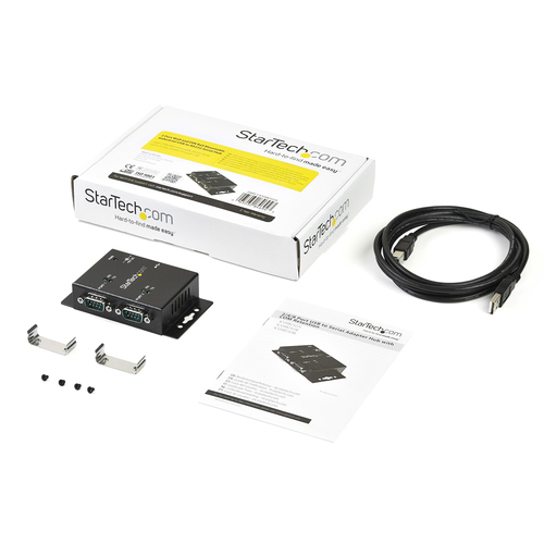 StarTech.com USB to Serial Adapter - 2 Port - Wall Mount - Din Rail Clips - Industrial - COM Port Retention - FTDI - DB9 -