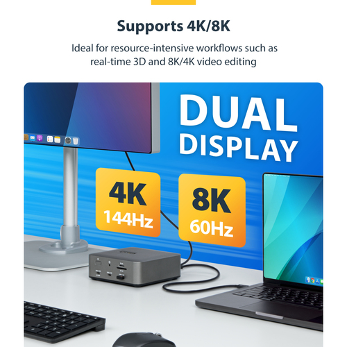 StarTech.com 3ft (1m) Thunderbolt 5 Cable, 80Gbps/120Gbps, 240W PD, 8K 60Hz, Certified Thunderbolt Cable, Compatible w/TB4