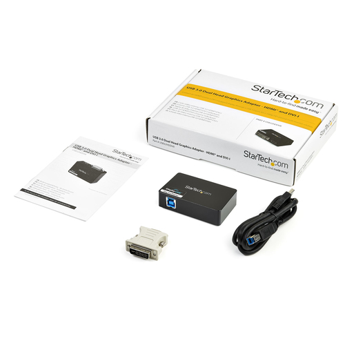 StarTech.com USB 3.0 to HDMI and DVI Dual Monitor External Video Card Adapter - USB 3 to HDMI and DVI 2048x1152 - 1 x 9-pi