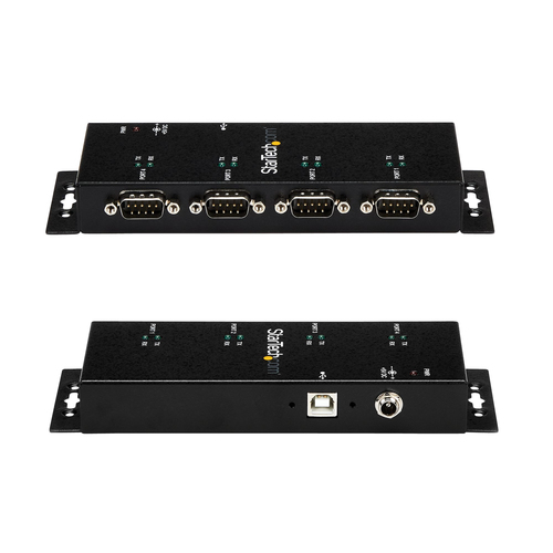StarTech.com USB to Serial Adapter Hub - 4 Port - Industrial - Wall Mount - Din Rail - COM Port Retention - FTDI USB Seria