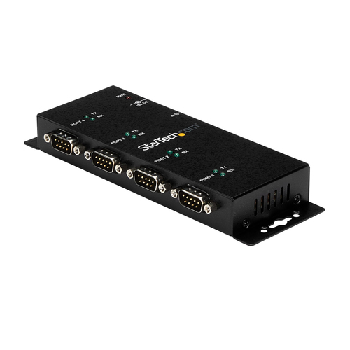 StarTech.com USB to Serial Adapter Hub - 4 Port - Industrial - Wall Mount - Din Rail - COM Port Retention - FTDI USB Seria