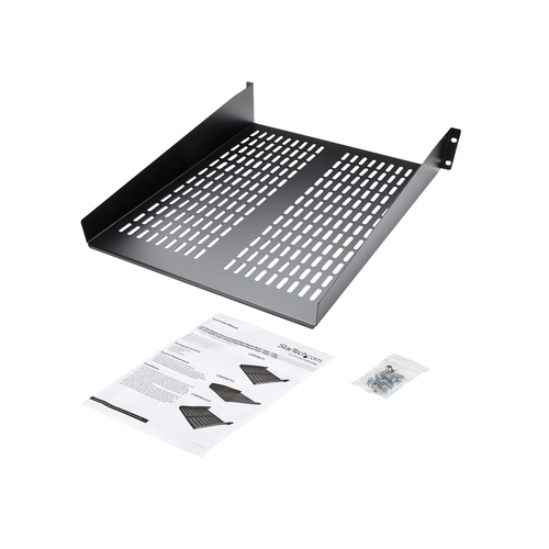 StarTech.com 2U 22in Vented Rack Mount Shelf â€" Fixed Server Rack Cabinet Shelf - 50lbs / 22kg - Steel, SPCC - 22.68 kg S