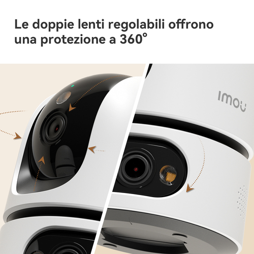 Imou Ranger Dual Pro 10MP Telecamera da interno, motorizzata, con doppia ottica 5MP+5MP, sirena integrata e faretto, tasto