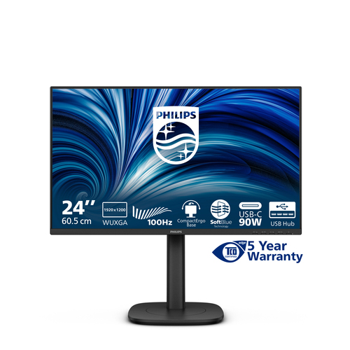 Philips 24B2U3301D 24" Class WUXGA Monitor LED - 16:10 - Preto - 61 cm (24") Viewable - Tecnologia IPS (In-plane switching