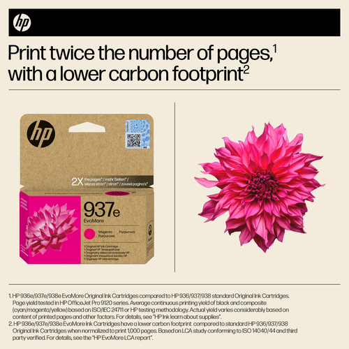HP 937e EvoMore Magenta Original Ink Cartridge. Cartridge capacity: High (XL) Yield, Supply type: Single pack, Colour ink 
