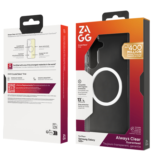 ZAGG Crystal Palace Snap Case For Galaxy S26+. Case type: Cover, Brand compatibility: Samsung, Compatibility: Galaxy S26+,