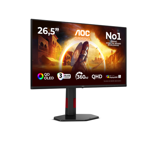 AOC Q27G4SDR 27" Aula WQHD Monitor OLED para jogos - 16:9 - Preto, Vermelho - 67,3 cm (26,5") Viewable - Quantum Dot OLED 
