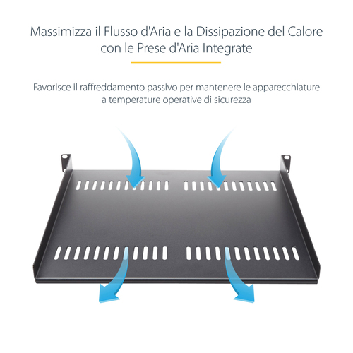 StarTech.com Mensola per Rack 19" 1U Ventilata - Scaffale/Ripiano universale cantilever per rack e armadi di rete 19 polli