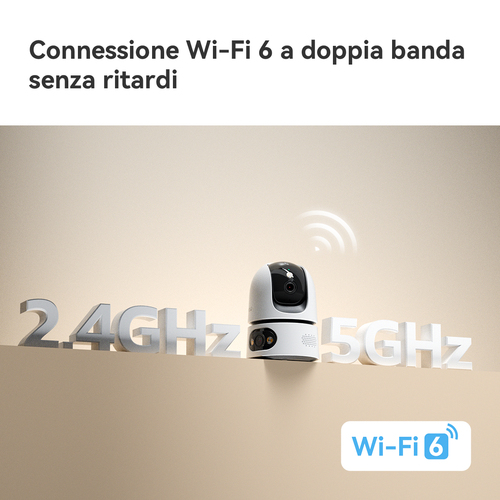 Imou Ranger Dual Pro 10MP Telecamera da interno, motorizzata, con doppia ottica 5MP+5MP, sirena integrata e faretto, tasto
