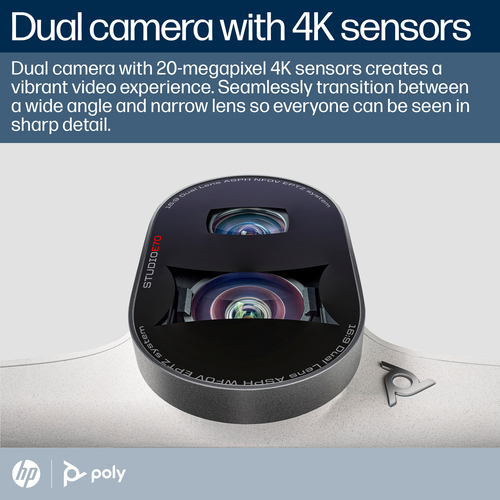 Poly Studio e70 - Webcam - 20 Megapixel - Weiß - USB-Typ C - 3840 x 2160 Pixel Videoauflösung - 4K - 120° Angle - 7,3x Dig