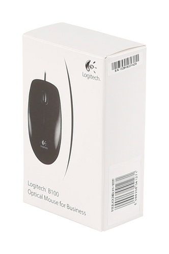 Logitech B100 Mouse - USB - Optical - 3 Button(s) - Black - Cable - 800 dpi - Scroll Wheel - Symmetrical