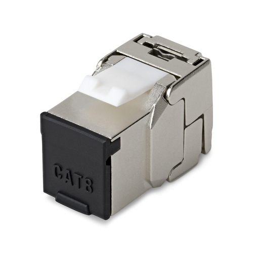 StarTech.com Jack Keystone Cat8, Lot de 6 Prises Ethernet RJ45 Keystone, Prise Murale STP Cat8, 180 Degrés Sans Outil - Bl